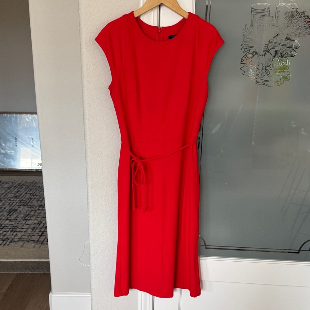 Ann Taylor Vibrant Red Midi Dress size 0